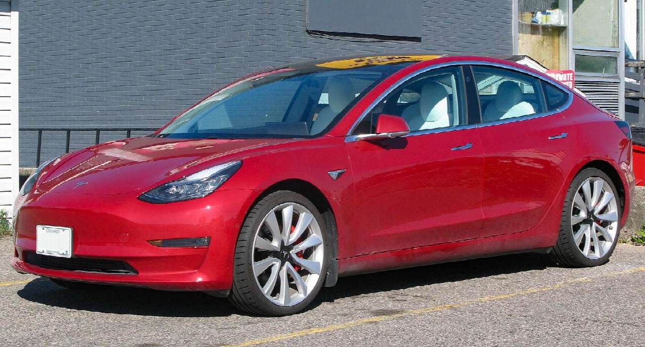 Tesla Model 3, front three-quarter view
